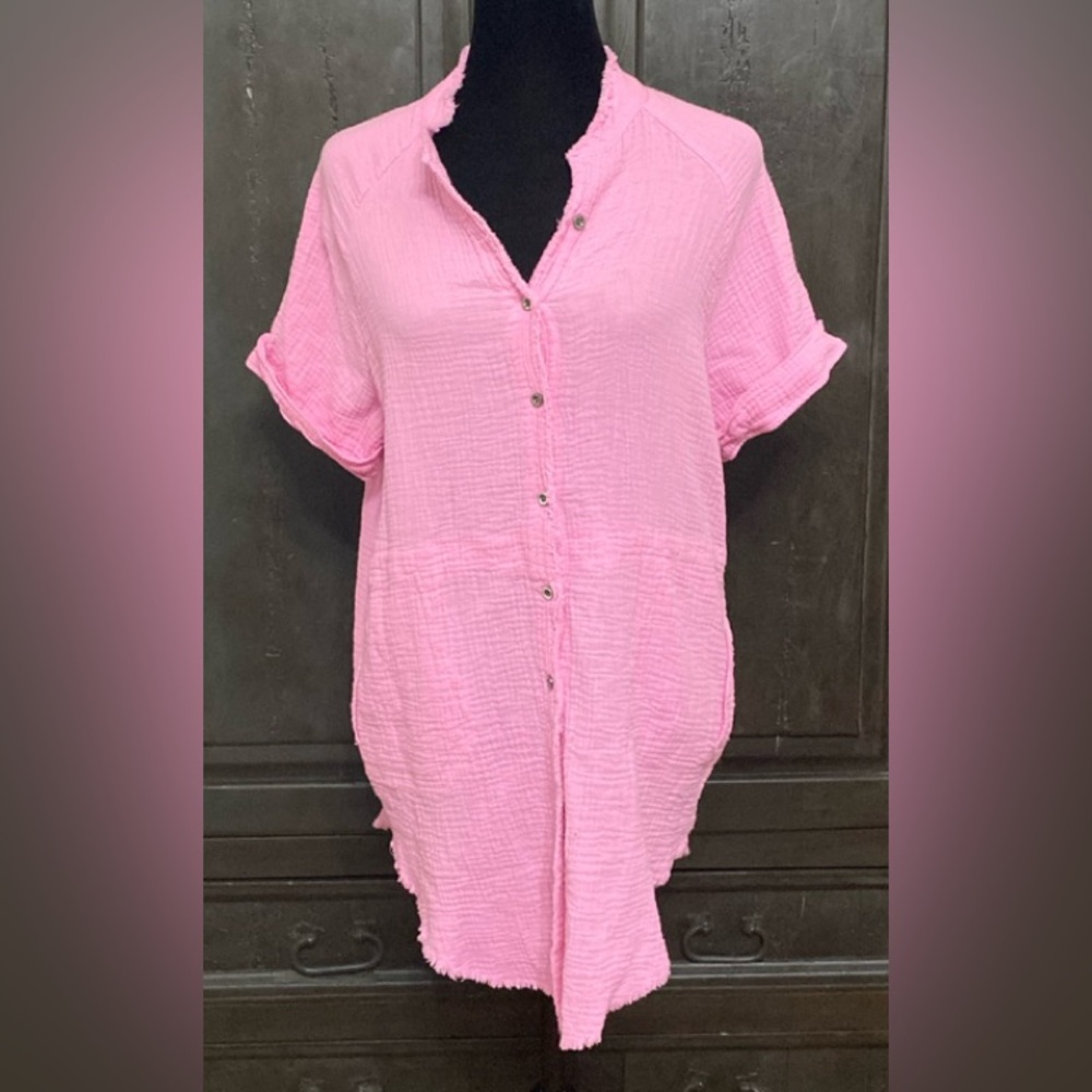 Paintcolors Oversized pink shortsleeved Tunic -Size Small